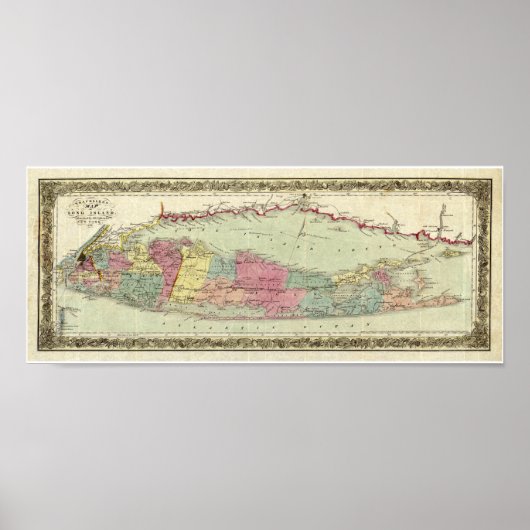 Poster Carte des voyageurs de Long Island, 1855-1857 (Devant)