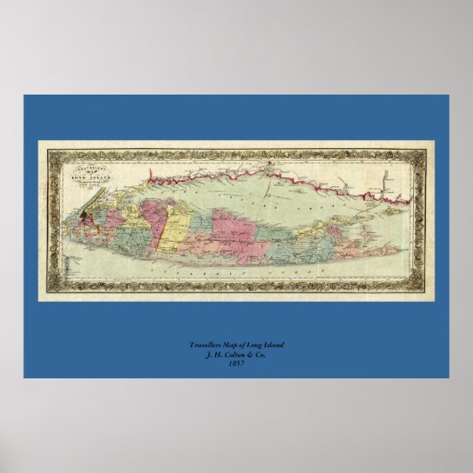 Poster Carte des voyageurs de Long Island, 1855-1857 (Devant)