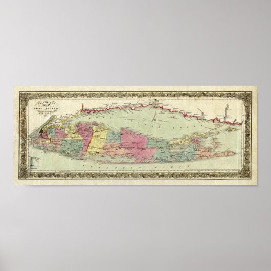 Poster Carte des voyageurs de Long Island, 1855-1857 (Devant)
