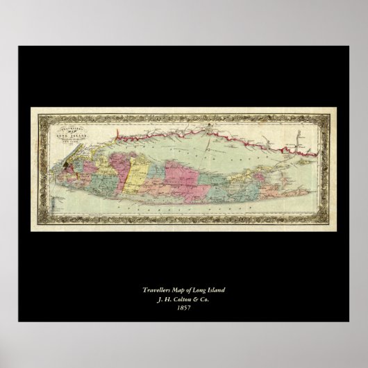 Poster Carte des voyageurs de Long Island, 1855-1857 (Devant)