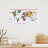 Poster Carte des zones de temps standard du monde (Cuisine)