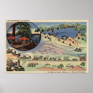 Poster Carte détaillée de LA au lac