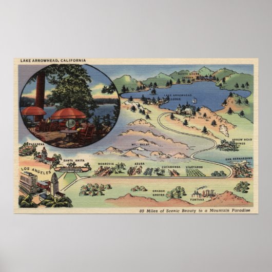 Poster Carte détaillée de LA au lac (Devant)