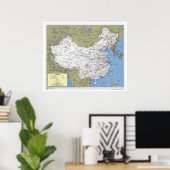 Poster Carte détaillée de la Chine - 1979 (Bureau à domicile)