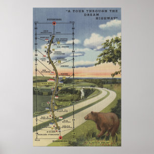 Poster Carte détaillée "de la route rêveuse "