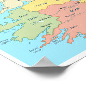 Poster Carte détaillée de l'Irlande (Coin)