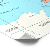 Poster Carte détaillée de l'Italie (Coin)