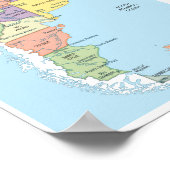 Poster Carte détaillée des régions d'Argentine (Coin)