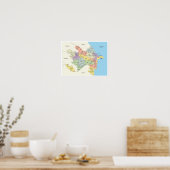 Poster Carte détaillée des régions d'Azerbaïdjan (Cuisine)