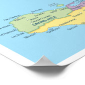 Poster Carte détaillée des régions d'Haïti (Coin)