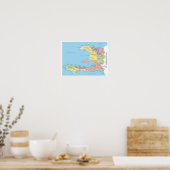 Poster Carte détaillée des régions d'Haïti (Cuisine)