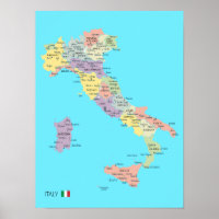 Carte détaillée des régions d'Italie