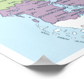 Poster Carte détaillée du Danemark (Coin)