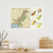 Poster Carte détaillée du Pakistan - 1973 (Cuisine)