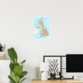 Poster Carte détaillée du Royaume-Uni (Bureau à domicile)