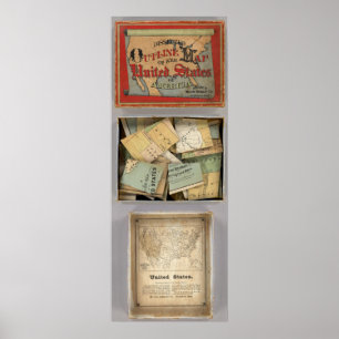 Poster Carte détaillée, États-Unis d'Amérique