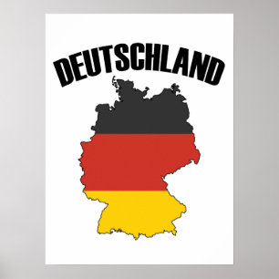 Poster Carte Deutschland - Drapeau allemand - Allemagne V