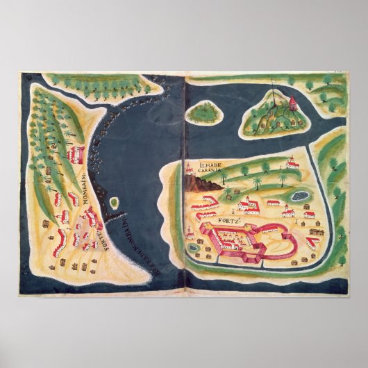 Poster Carte d'exploration portugaise de Mombassa (Devant)