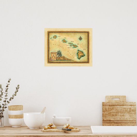Poster "Carte d'Hawaï" (Cuisine)