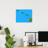 Poster Carte d'Hawaii (Bureau à domicile)