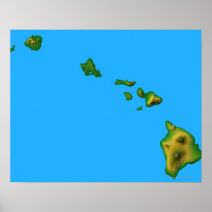 Poster Carte d'Hawaii