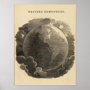 Poster Carte d'hémisphère de l'ouest par Goodrich