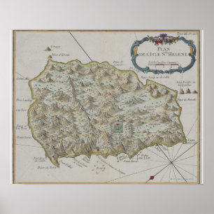 Poster Carte d'île de la Ste.Hélène