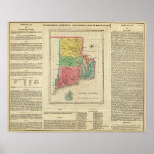 Poster Carte d'Île de Rhode