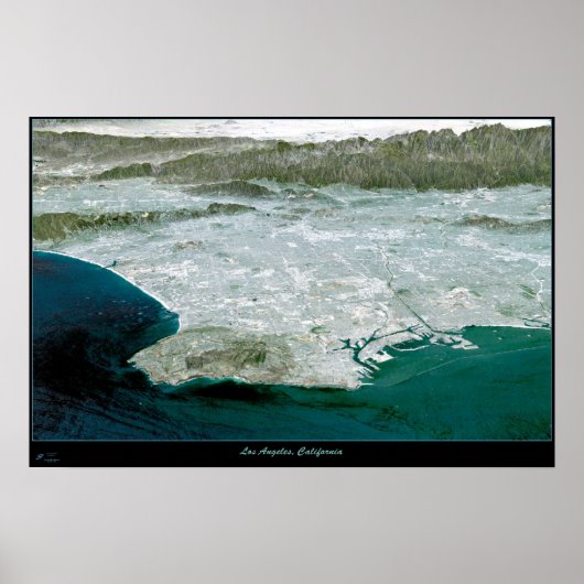 Poster Carte d'impression satellite de Los Angeles, CA Pe (Devant)