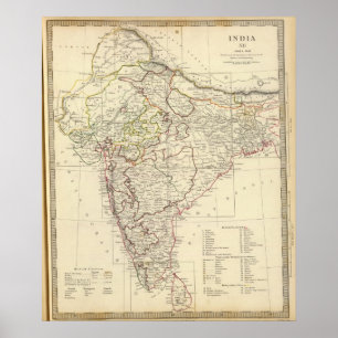 Poster Carte d'index de l'Inde XII