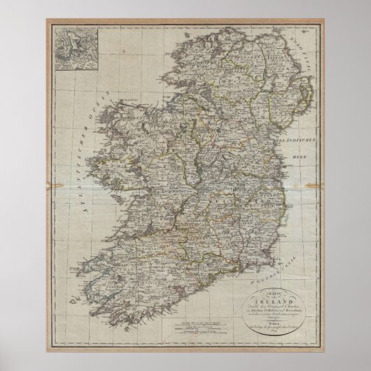 Poster Carte d'Irlande 1804 (Devant)