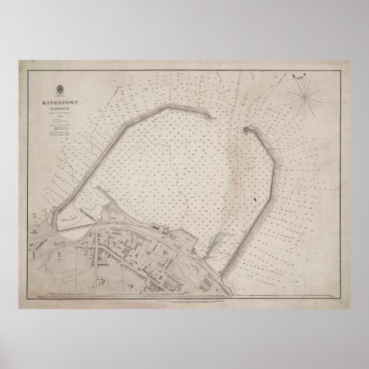 Poster Carte d'Irlande de Dun Laoghaire vintage (1857) (Devant)