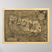 Poster Carte d'Irlande d'Ortelius (1598) (Devant)