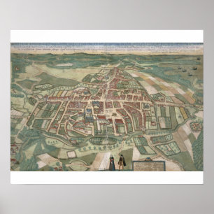 Poster Carte d'Odense, de "Civitates Orbis Terrarum" par