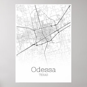 Poster Carte d'Odessa - Texas - Carte de la ville