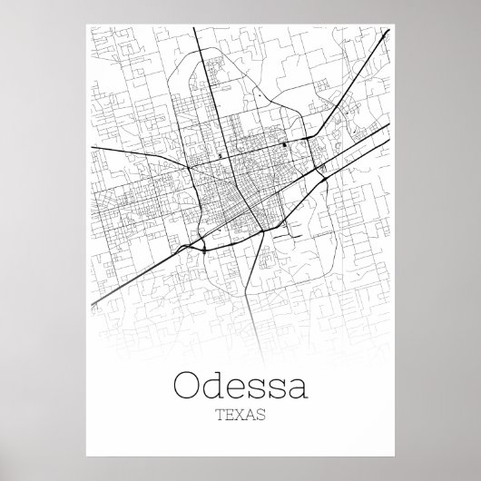Poster Carte d'Odessa - Texas - Carte de la ville (Devant)