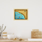Poster Carte Donc. Cal Eau bleue (Cuisine)
