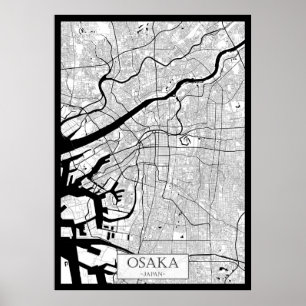 Poster Carte d'Osaka Japon