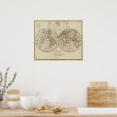 Poster Carte Double hémisphère (Cuisine)