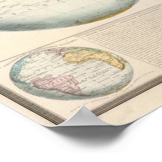 Poster Carte double hémisphère du climat (Coin)