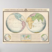 Poster Carte double hémisphère du climat (Devant)