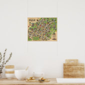 Poster Carte d'Oxford, Angleterre (Chemins de fer britann (Cuisine)