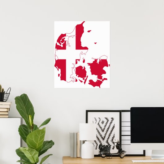 Poster Carte Drapeau Danemark (Bureau à domicile)