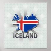 Poster Carte Drapeau Islande 2.0 (Devant)