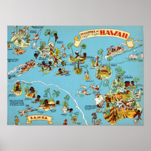 Poster Carte drôle d'Hawaï