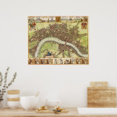 Poster Carte du 17ème siècle de Londres Angleterre par W. (Cuisine)