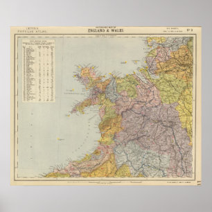 Poster Carte du bassin hydrographique Angleterre, Pays de