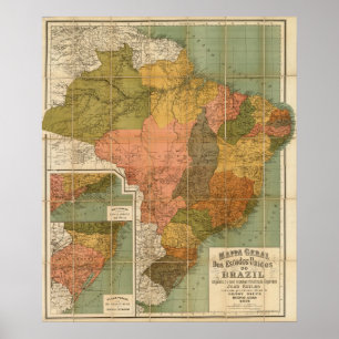 Poster Carte du Brésil