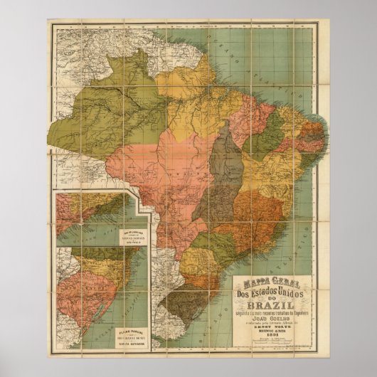 Poster Carte du Brésil (Devant)