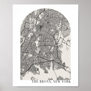 Poster Carte du Bronx New York Boho Minimal Arch Street